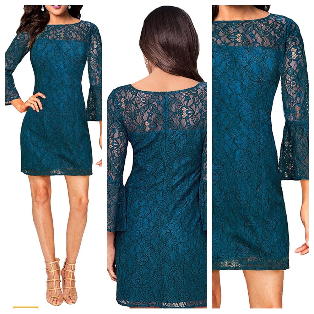 3 Quarter Flounce Sleeves Midi Dress Cocktail NWT